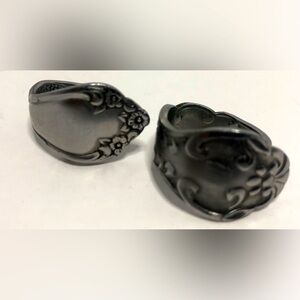 Handcrafted Spoon Rings (2) Silver Plated. Size 10, Can Be Adjusted Smaller